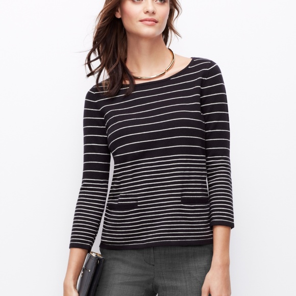 Ann Taylor Striped Welt Pocket Sweater Size XS - Picture 8 of 8